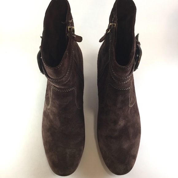 Circa Joan & David Brown Suede Wedge Bootie Sz 8.5 - Picture 3 of 8